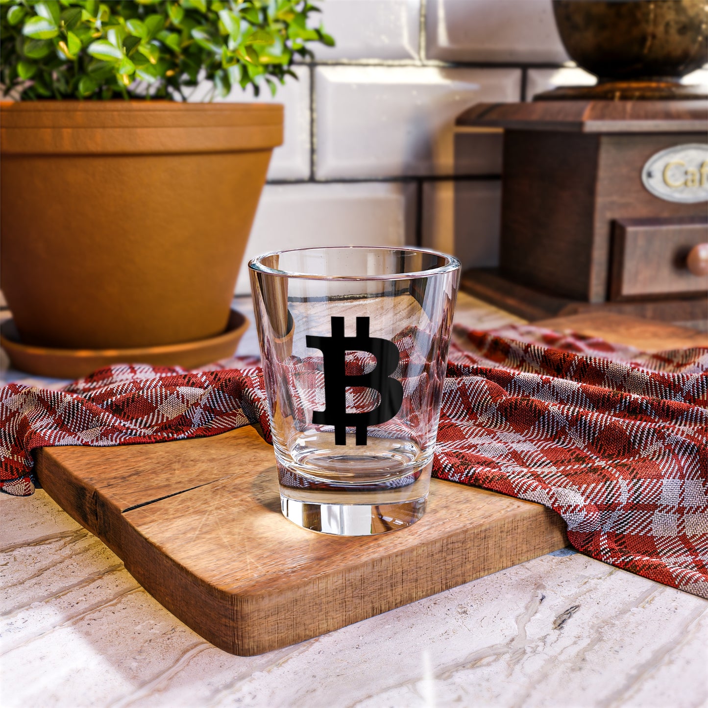 Black Bitcoin Shot Glass