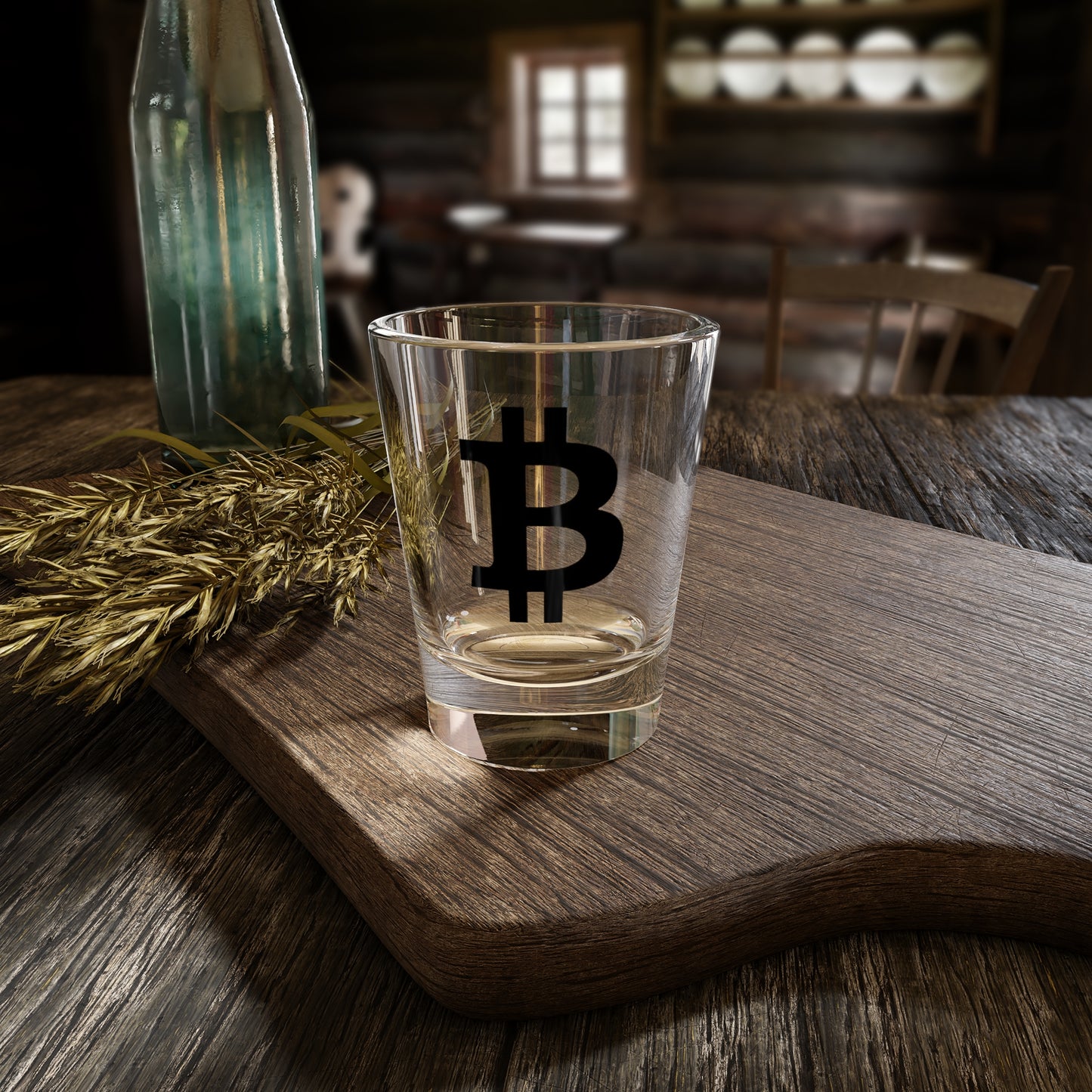 Black Bitcoin Shot Glass