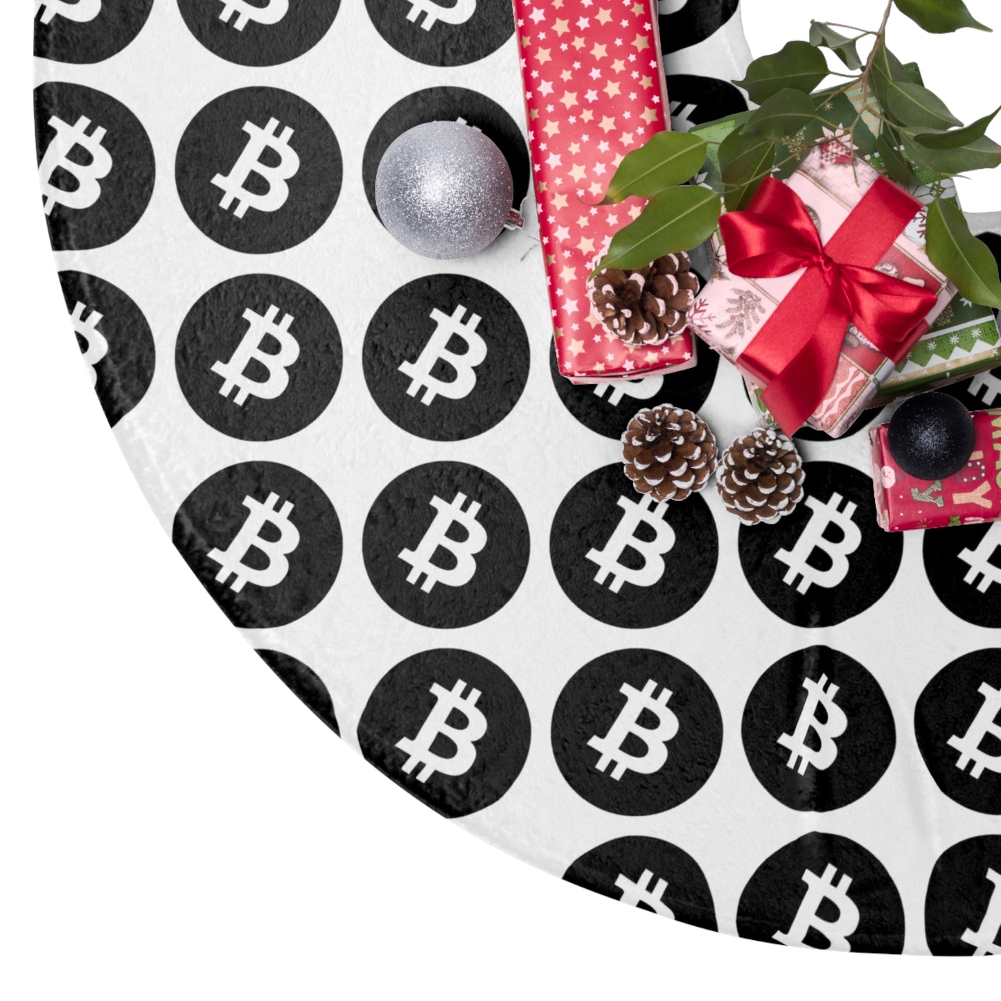 Black Bitcoin Christmas Tree Skirt